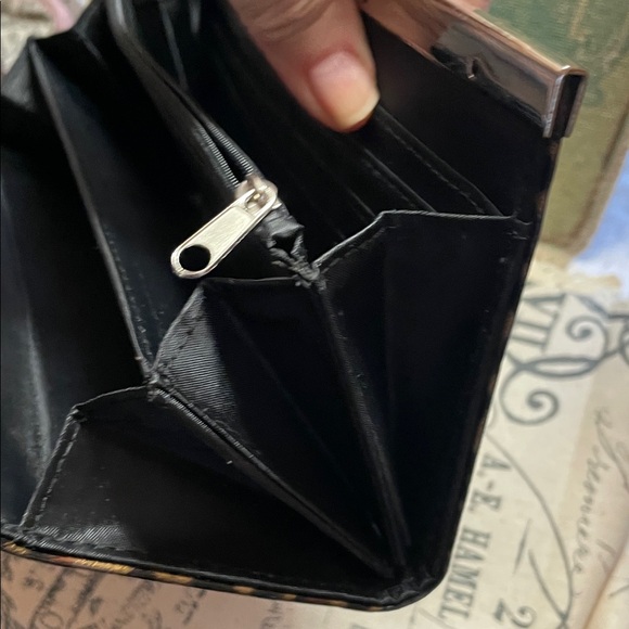 Leopard Print Patent Clutch with Rose Silver Trim - Picture 7 of 12